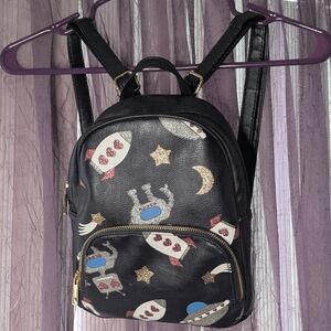 Black Backpack with Space Theme